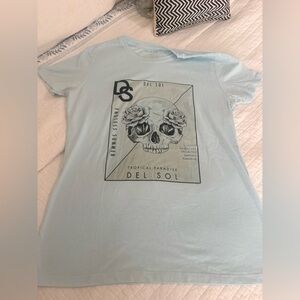 Del Sol Ice Blue Day of the Dead Sugar Skull Tee 💀